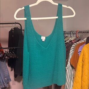 Teal Sleeveless Knit Crop Top